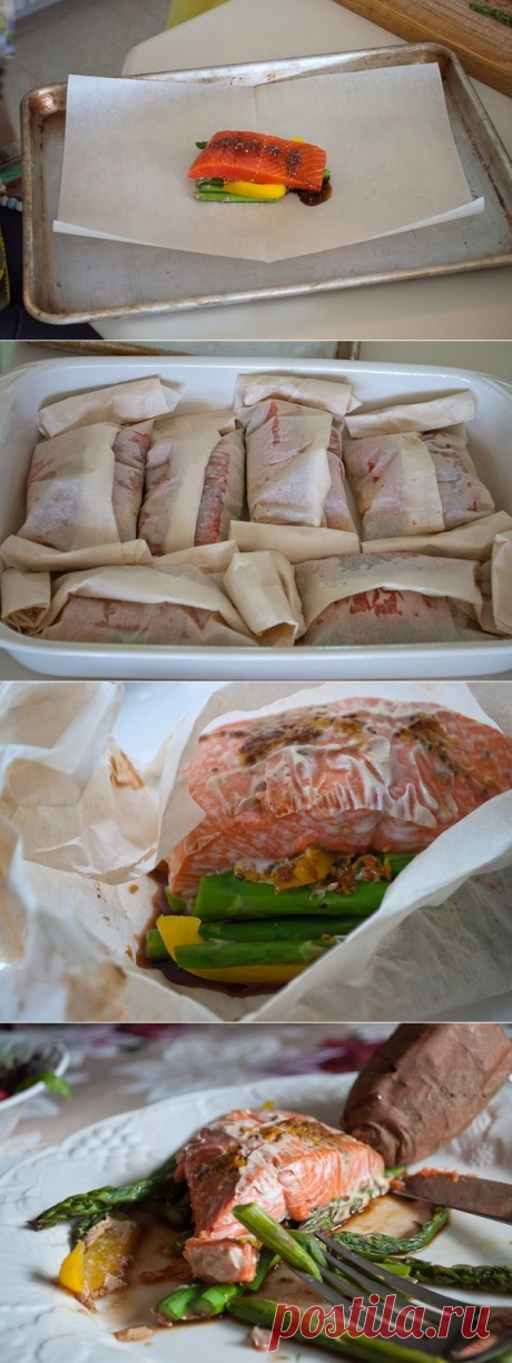 Как приготовить апельсиново-имбирный лосось в пергаменте - рецепт, ингридиенты и фотографии