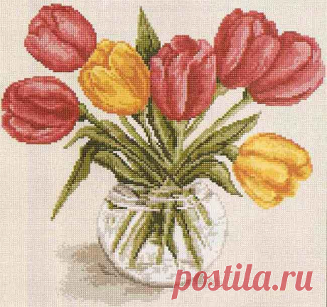 Вышивка тюльпанов крестом: крестиком схемы бесплатно, букет красный на черном