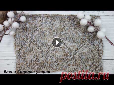 ажурный узор спицами для пуловера/ openwork pattern with knitting needles for a pullover зимнее вязаное платье крючком