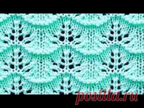 волнистый ажурный узор спицами + схема. knitting a beautiful openwork pattern + scheme.