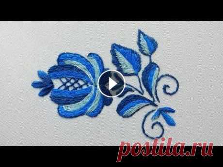 цветочная вышивка : гжель | floral embroidery : gzhel цветочная вышивка : гжель | floral embroidery : gzhel в этом видео вы узнаете как сделать вышивку в стиле гжель схема - нитки : дмс или кировские испо. 