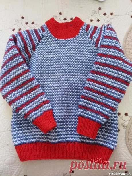свитер реглан для мальчика | вязание спицами для детей