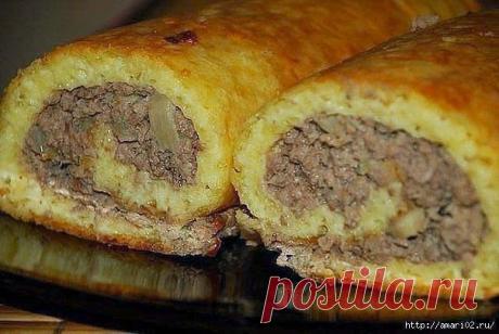 Закусочный сырно-мясной рулет. - 20 Февраля 2015 - Рецептики