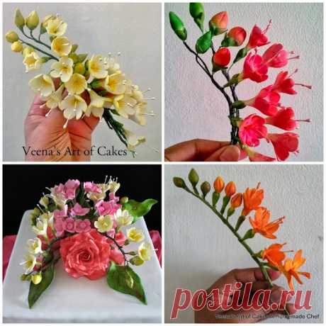 Gum Paste Freesias - Veena's Art of Cakes