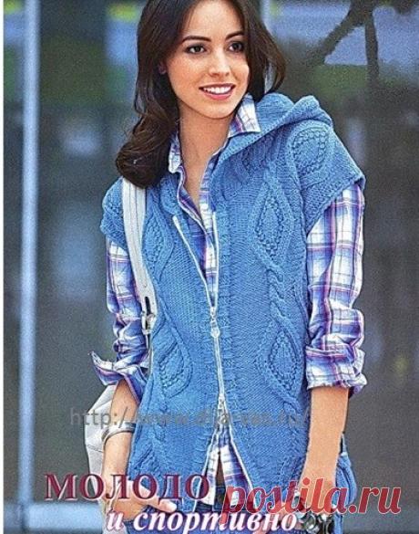 ВЯЗАНИЕ. Вещи, связанные своими руками - уникальны. РУКОДЕЛИЕ: ЖИЛЕТ С КАПЮШОНОМ