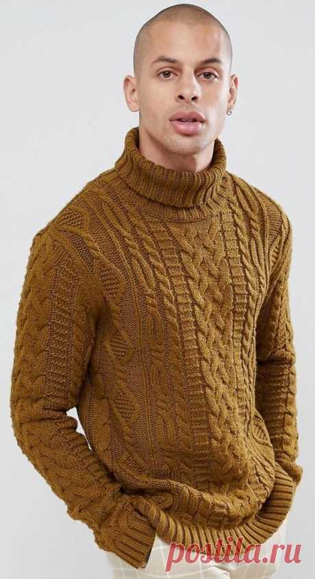 Узорчатый мужской свитер. Выкройка, схема и описание | Вязание спицами для мужчин | Дзен