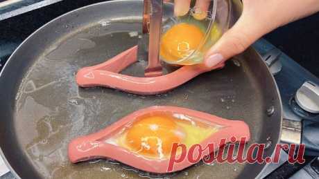 Сосиски «по-аджарски»: ловкий надрез и яйцо. Необычная подача простейшего завтрака