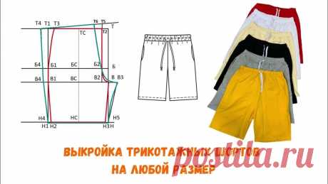 Выкройка шорт на резинке на любой размер | Shorts pattern Трикотажные шорты на резинке незаменимы жарким летом как в женском, так и в мужском гардеробе. Построить выкройку шорт очень просто. Для этого понадобится сн...