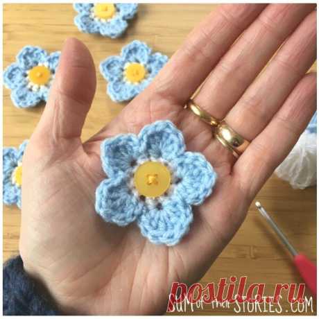 Crochet Forget me Not Free Pattern — Sum of their Stories Craft Blog