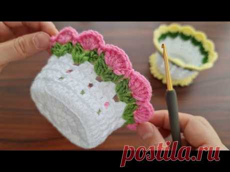 SUPER BEAUTIFUL😉MUY BONİTO ✔ Super easy very useful crochet decorative basket making..