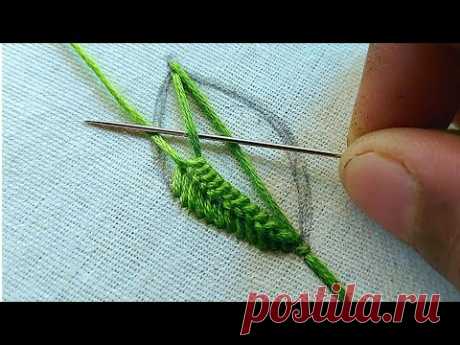 Stunning leaf design|very easy and very beautiful leaf hand embroidery