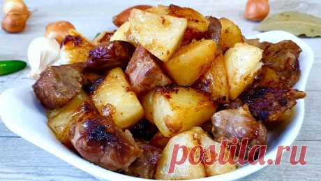 Как правильно и вкусно жарить картошку с мясом. Жареная картошка с секретом.Рецепты от MarMari Мясо свининаКартошкаЛукЧеснокСольПерецмасло раст