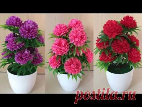 Как сделать красивый цветок из полиэтиленового пакета | Цветочные ремесла