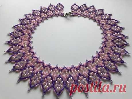 (120) Колье из бисера и бусин по схеме "ТАИТИ".DIY Necklace from beads.