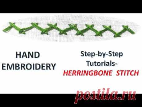 Herringbone-Embroidery stitches #embroiderydesign #handembroidery #handmade #beginners