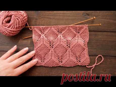 Узор 3D ажур спицами 📹 Pattern 3D openwork knitting
