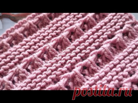 Фактурная мережка спицами🧶knitting pattern.