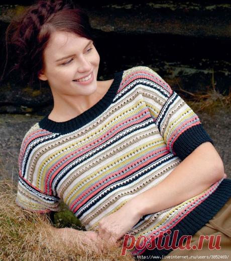 Летний пуловер с короткими рукавами