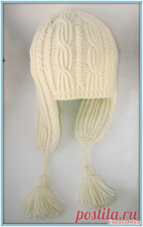 Шикарная зимняя шапка с ушками, вязание спицами, Вязание для женщин
