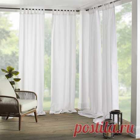 Amazon.com: Elrene Home Fashions Indoor or Outdoor Solid Matine Tab-Top Curtain Panel for Window, Patio, Pergola, Deck, or Cabana, 52" x 108", White, 1 Panel : Home & Kitchen