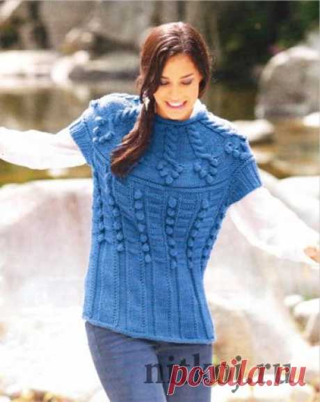 Пуловер без рукавов с шишечками » Ниткой - вязаные вещи для вашего дома, вязание крючком, вязание спицами, схемы вязания