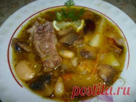 Фасолевый суп с грибами и ребрышками рецепт с фото пошагово - 1000.menu