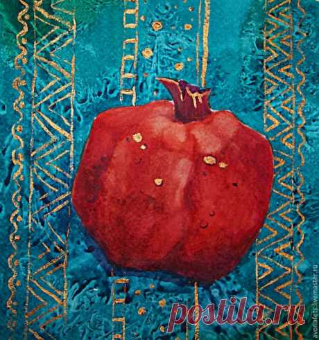 Рисуем гранат в технике акварель "по-сухому" (итальянская акварель): мастер-класс