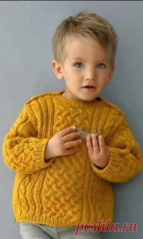 Вяжем детям: детский джемпер с аранами на 4 года