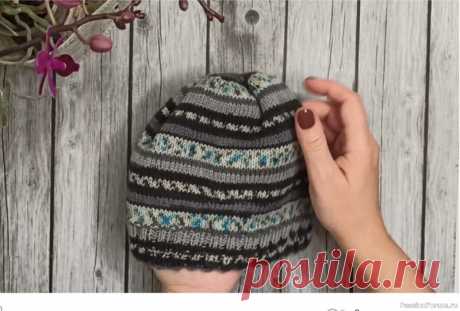 Как вязать два слоя шапки одновременно. Видео МК | Вязание спицами аксессуаров