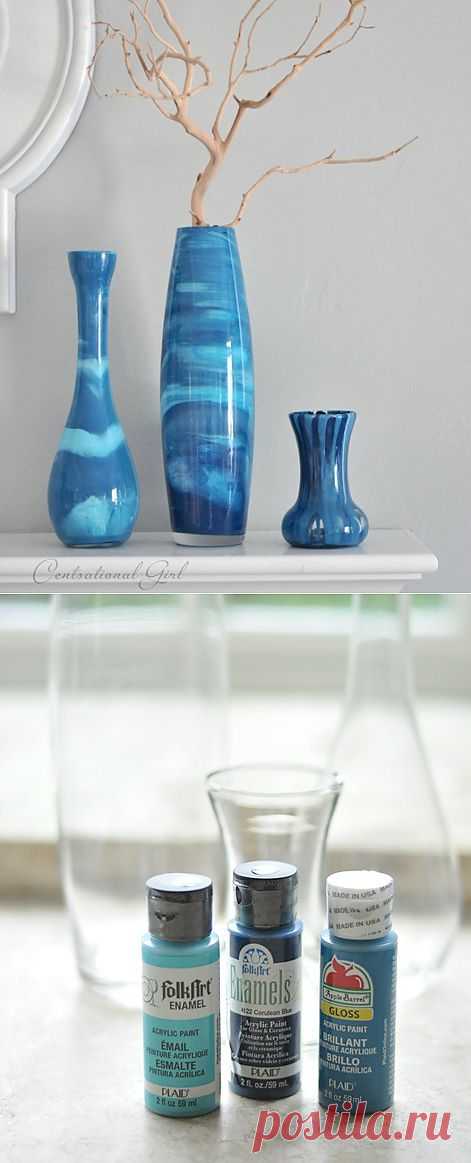 Красим стеклянные вазы. Супер идея!.