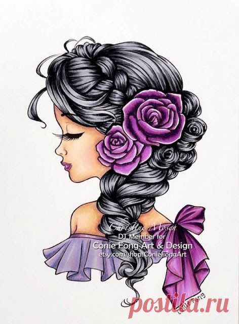 Im designer at Conie Fong Art and Design. She make so many lovely digi stamp. Thought I would share my DT colouring with this lovely image BELLA ROSE, you find it HERE Im also entering THE DAILY…