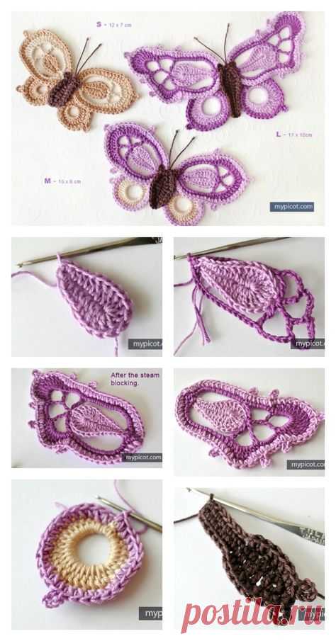 Picot Butterfly FREE Crochet Pattern---Butterfly Free Crochet Pattern Collections