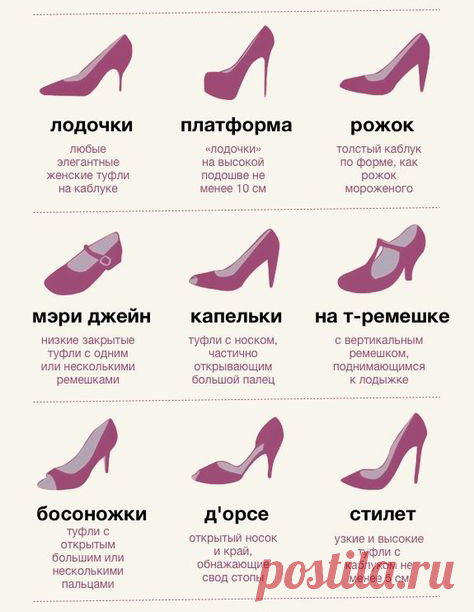 Названия видов женской обуви