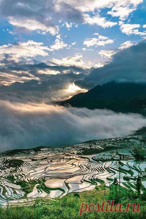 Рисовые террасы ХунхэХани в Китае | Colors.life