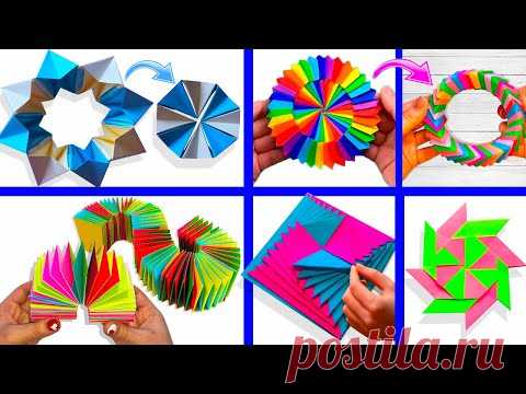 6 крутых АНТИСТРЕСС ИГРУШЕК из бумаги /ОРИГАМИ / 6 DIY TOYS made of paper / Curlicue Kinetic Origami