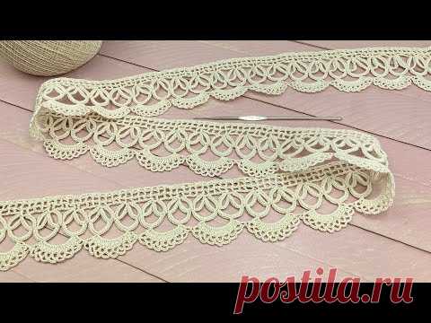 ЛЕНТОЧНОЕ КРУЖЕВО вязание КАЙМА крючком мастер-класс Crochet Tape Lace Tutorial