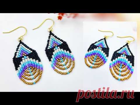 Native American Style Beaded Earrings Making. Boncuk Küpe Yapımı/Tuğla Tekniği saçaklı küpe yapımı