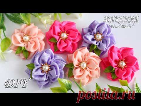 ЦВЕТЫ из ЛЕНТ. Ribbon Flowers DIY