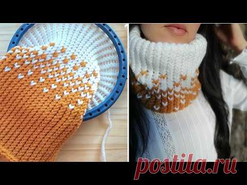 TRICOTER UN SNOOD PETITS COEURS EN TRICOTIN