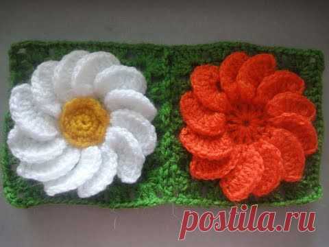 Цветок в квадрате Flower in a square Crochet