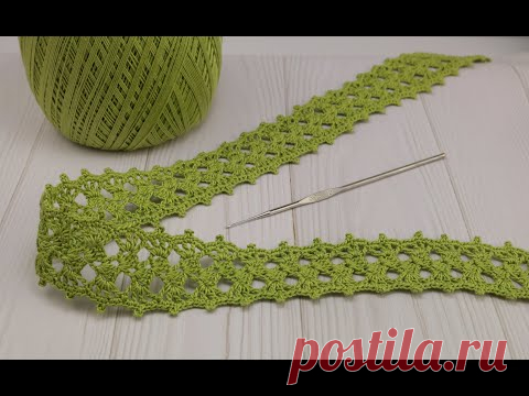 ЛЕНТОЧНОЕ КРУЖЕВО простое и легкое вязание крючком для начинающих  Simple crochet ribbon lace