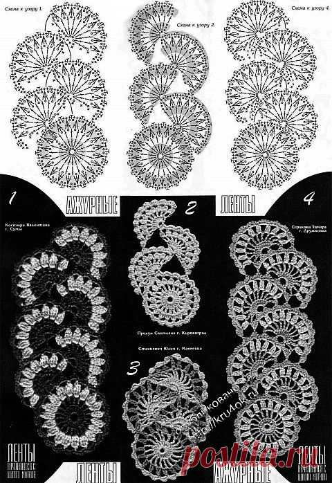Схемы вязания ленточного кружева. Часть 1 - вязание крючком на kru4ok.ru
