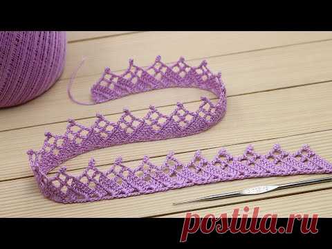 КАЙМА КРЮЧКОМ простое ЛЕНТОЧНОЕ КРУЖЕВО мастер-класс по вязанию Easy to crochet lace ribbon