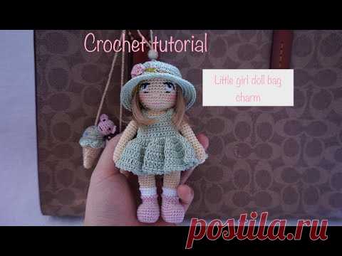 Cute doll girl crochet bag charm 👩🏻👜