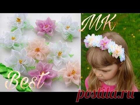 Цветы из органзы. Весенний ободок. МК / DIY 2020