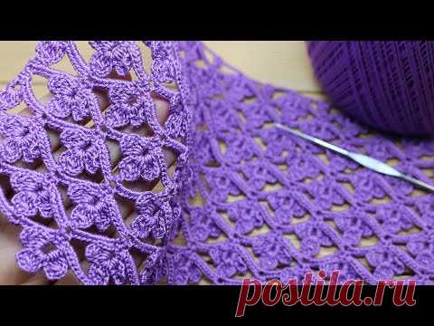Простой ЦВЕТОЧНЫЙ УЗОР крючком ВЯЗАНИЕ для начинающих Easy to Crochet Tape Lace flower pattern