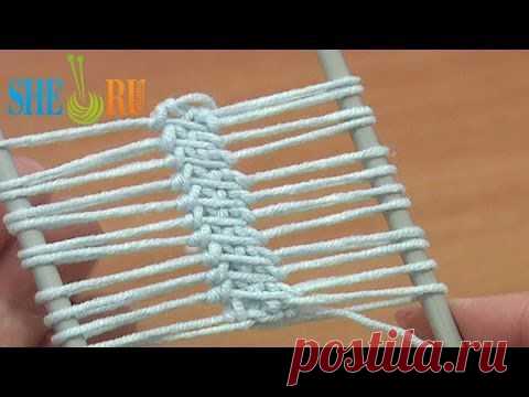Вязание на вилке ленты столбиками без накида