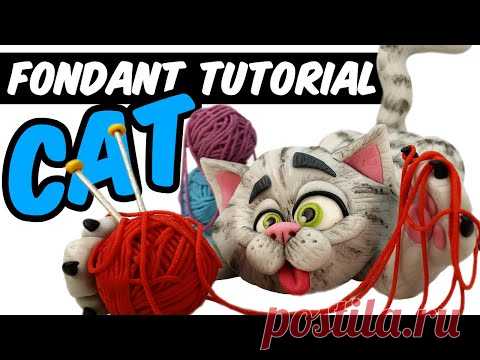 How to make a FONDANT CAT | cake topper | fondant animal