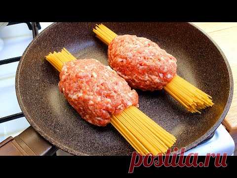 Спагетти с фаршем на сковороде за 20 минут + бонусное видео, чесночные грибы # 129