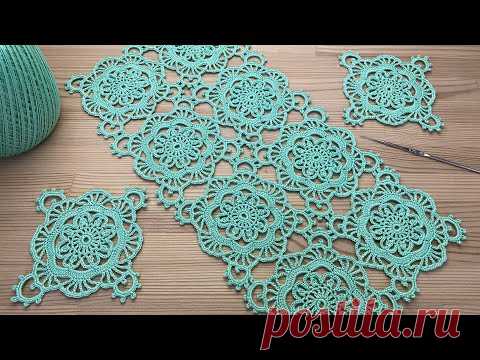 Ажурный КВАДРАТНЫЙ МОТИВ вязание крючком  Crochet square motifs